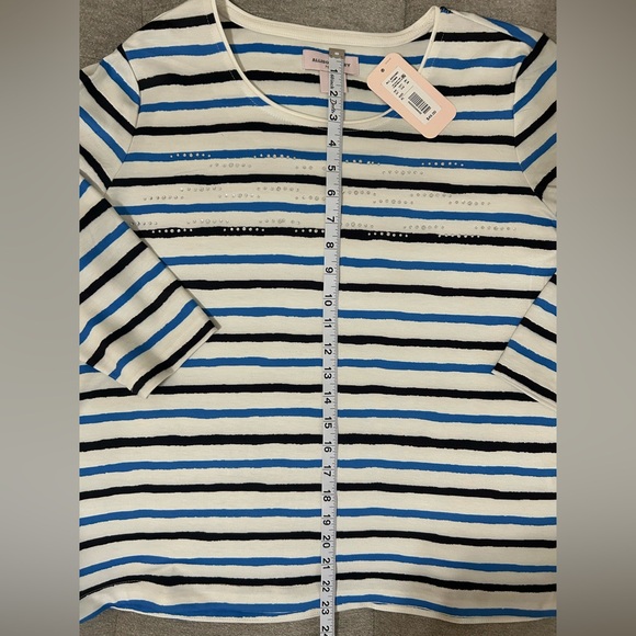 Allison Daley Women's Long Sleeve Striped Top - with Rhinestone accents - Picture 6 of 7